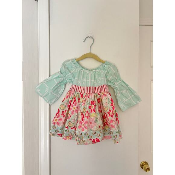 Matilda Jane Platinum Floral Mint Blue and Pink Christmas Holiday Dress - Picture 1 of 7